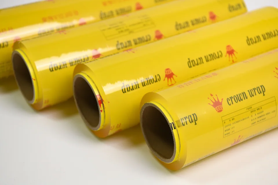 Inside a cling film factory showing quality control inspection